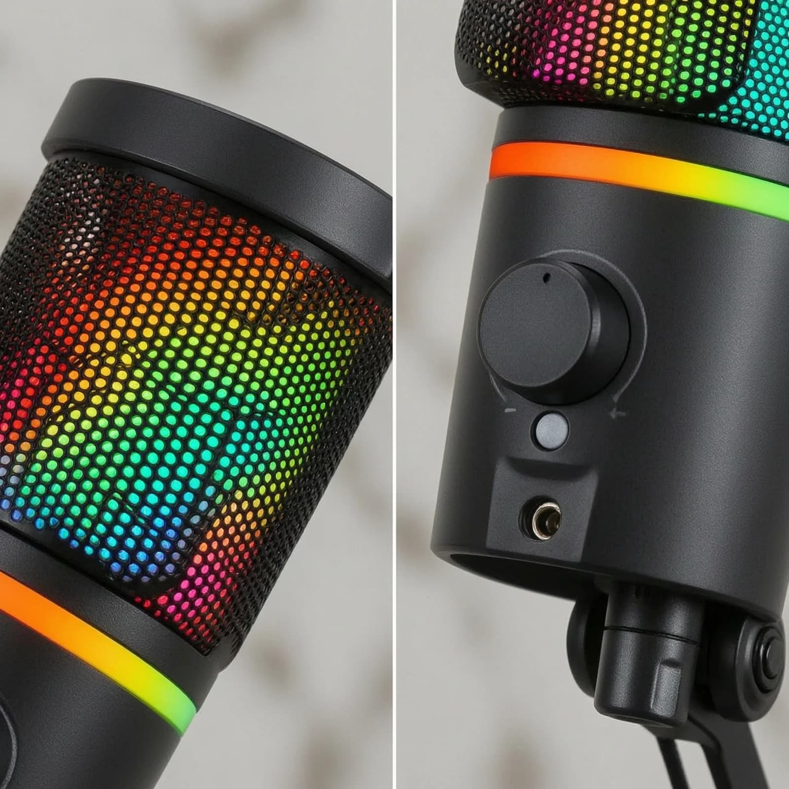USB Condenser Microphone with Desktop Stand Streaming Microphone with RGB Light for Live Streaming Podcast
