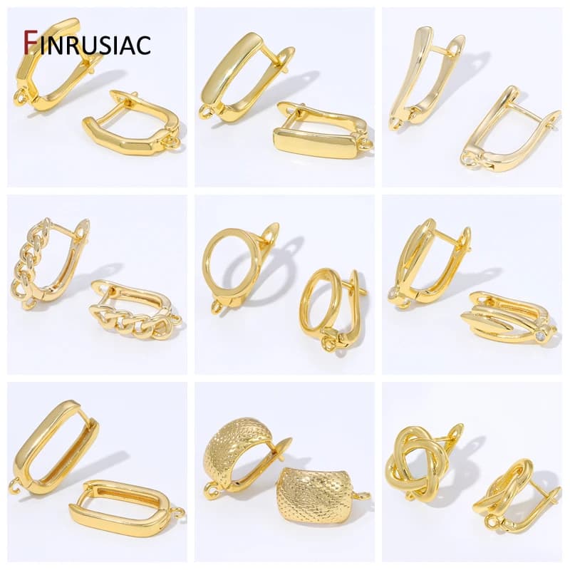 18K Gold Plated Brass Shvenzy Earwires Fasteners,Earring Hooks,Earring Fixtures For DIY Jewelry Earrings Making Findings