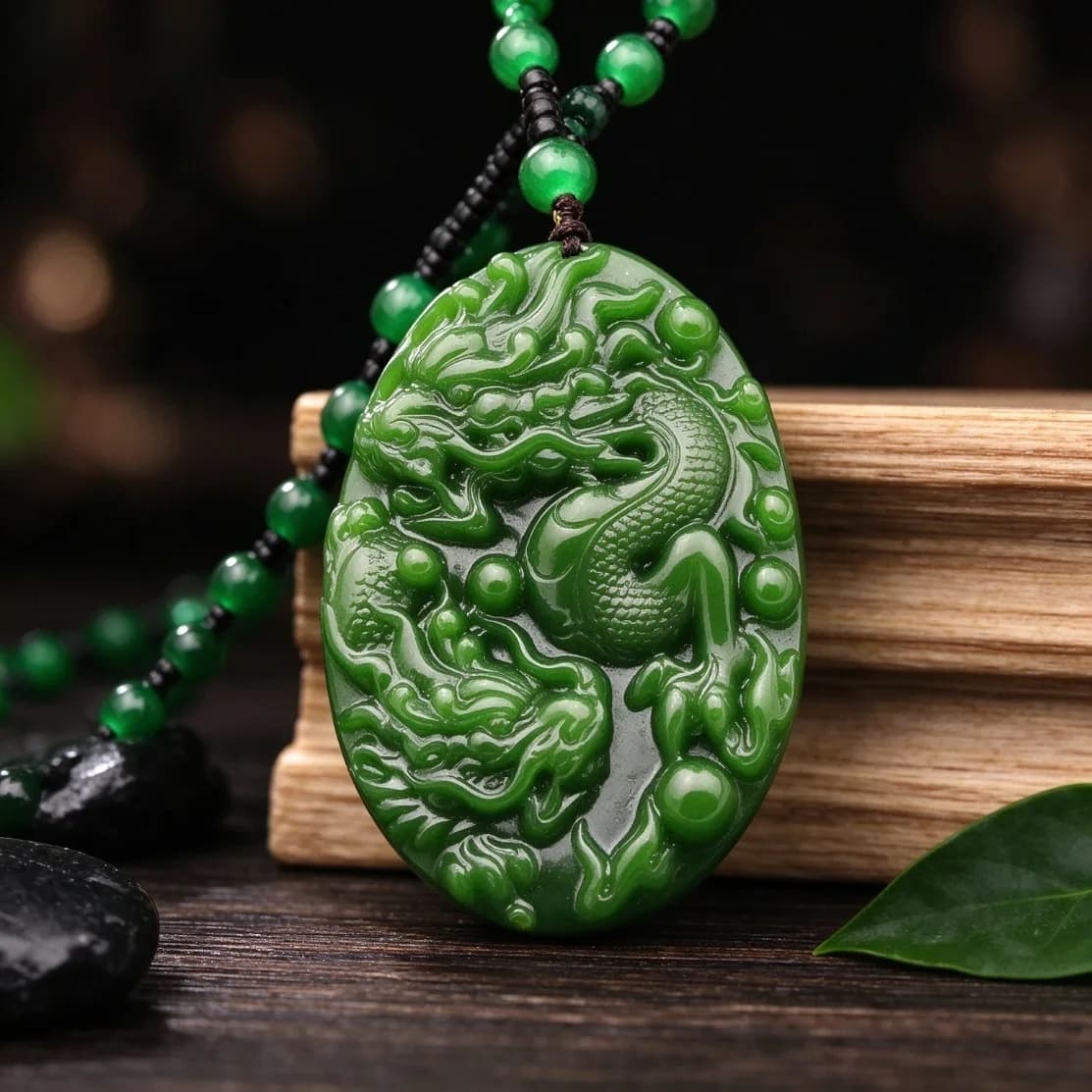 Natural Green Jade Dragon Pendant Necklace Goddess Mercy Amulet Vintage Sweater Chain Jewelry Daily Lucky Gift Drop…