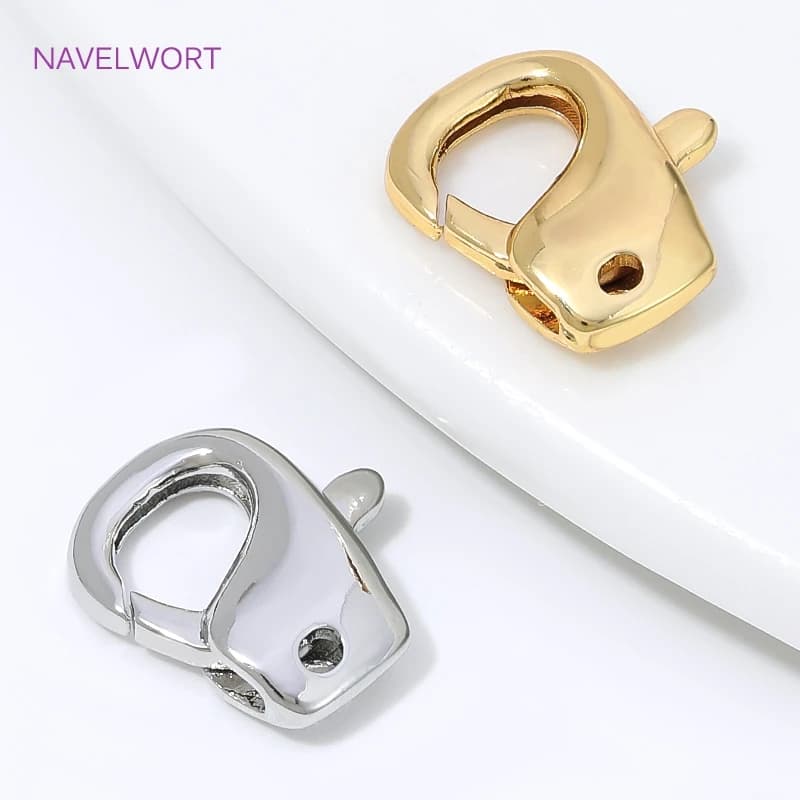 13mm*11.5mm 18K Gold Plated Lobster Clasp Connector,Brass Spring Carabiner Clasps For Jewelry,DIY Bracelet Necklace Findings