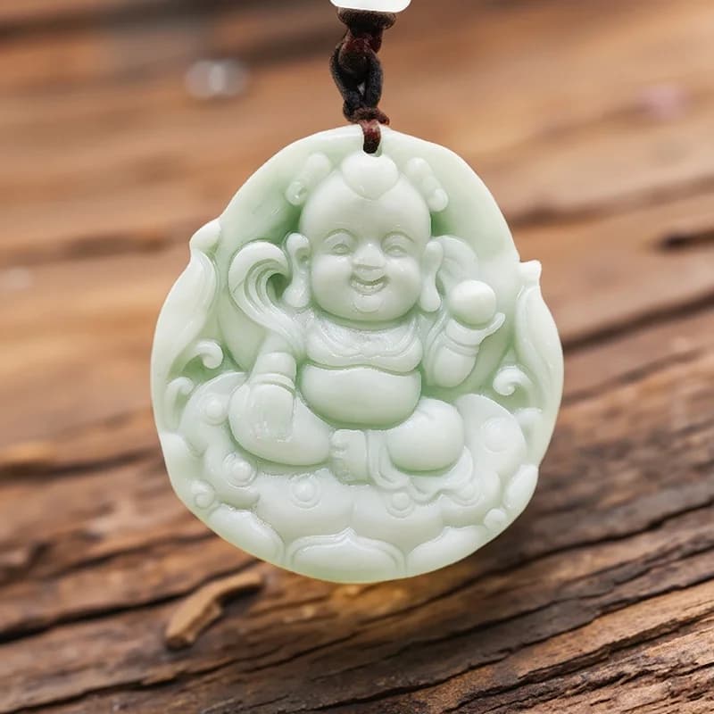 Green Real Jade Nezha Pendant Necklace Stone Accessories Gemstones Gifts for Women Men Natural Jewelry Carved Amulet…