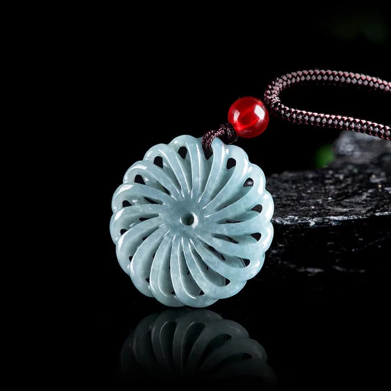 Burmese Jadeite Flower Pendant Necklace Stone Fashion Accessories Talismans Carved Amulet Burmese Jade Natural Gemstone
