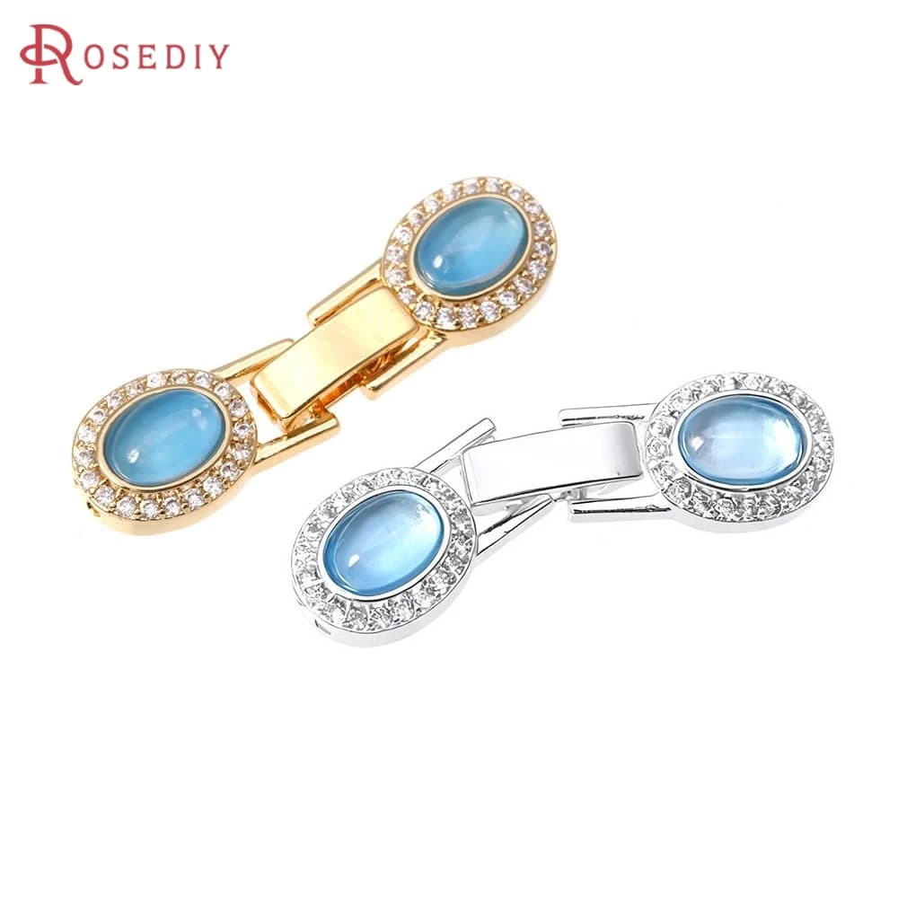 2 Sets 18K Gold Color Brass and Zircon Oval Shape Bracelets Connect Clasps High Quality Diy Jewelry Accessories Making…