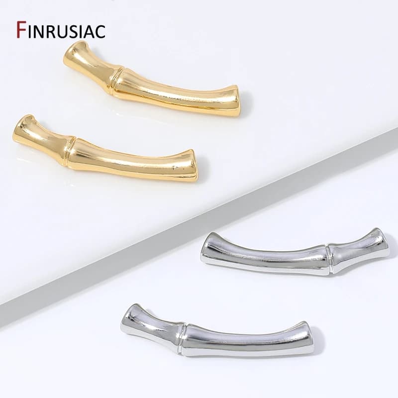 18K Gold Plated Brass Tube Spacers Beads,Bamboo Joint Through-hole Separator Beads For DIY Jewelry Making Accessories