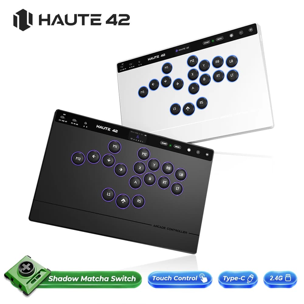 Haute42 W-P1 Tri Mode 2.4G Wireless Touch Screen Leverless Hitbox Controller For PC/PS4/PS5/Switch Stickless Arcade…