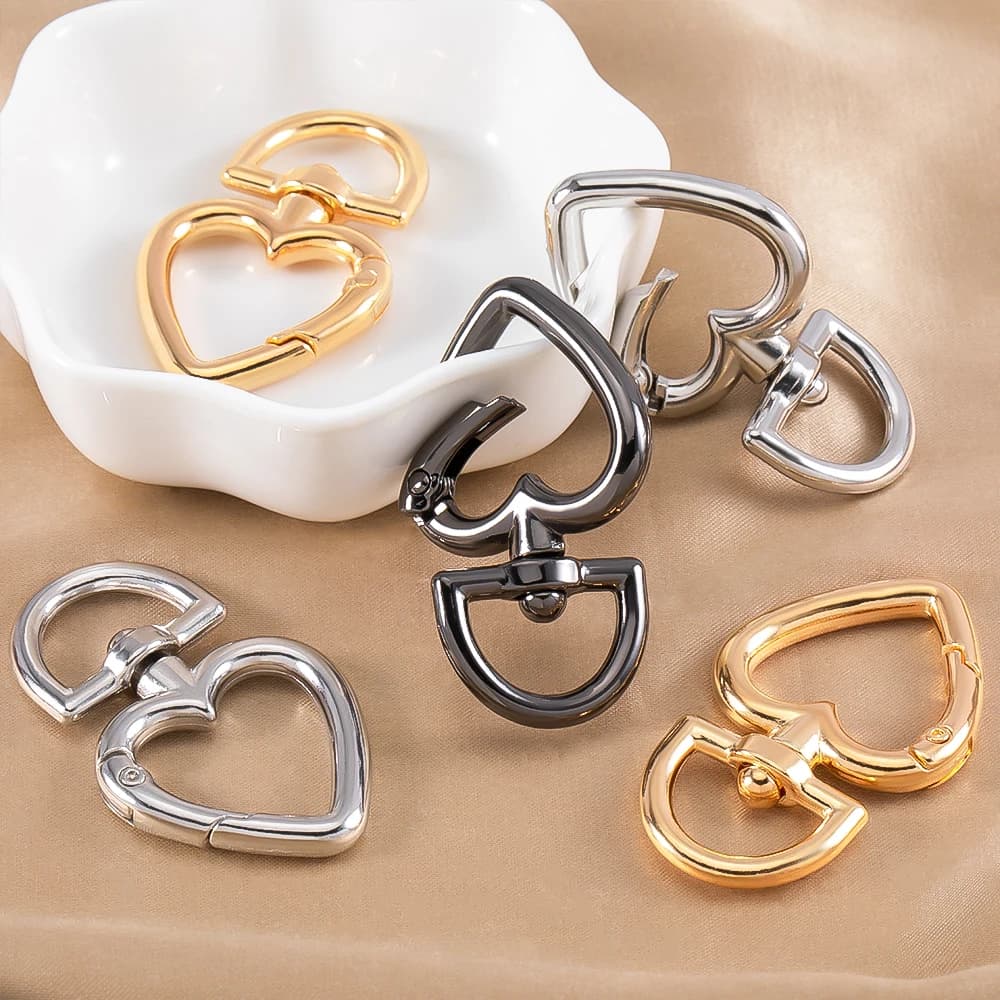 5/1Pcs/lot Heart Shape Metal Spring Clasp Hooks Key Ring Connectors For Handmade Keychain Jewelry Making Supplies…