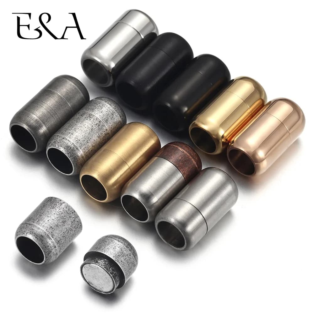 Stainless Steel 3mm-8mm Round Magnetic Clasps Leather Bracelet Magnet Lace Buckle Necklace DIY Jewelry Making…
