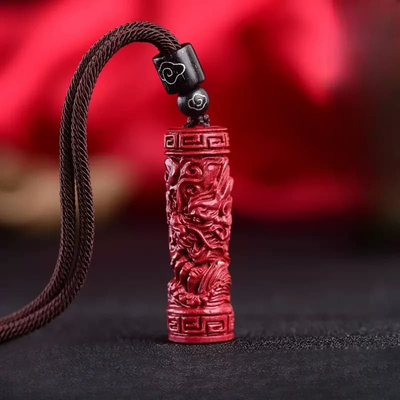 Luxury Red Cinnabar Chinese Zodiac Pendant Heart Sutra Gemstone Necklace Real Natural Jewelry Women Accessories Energy Gifts