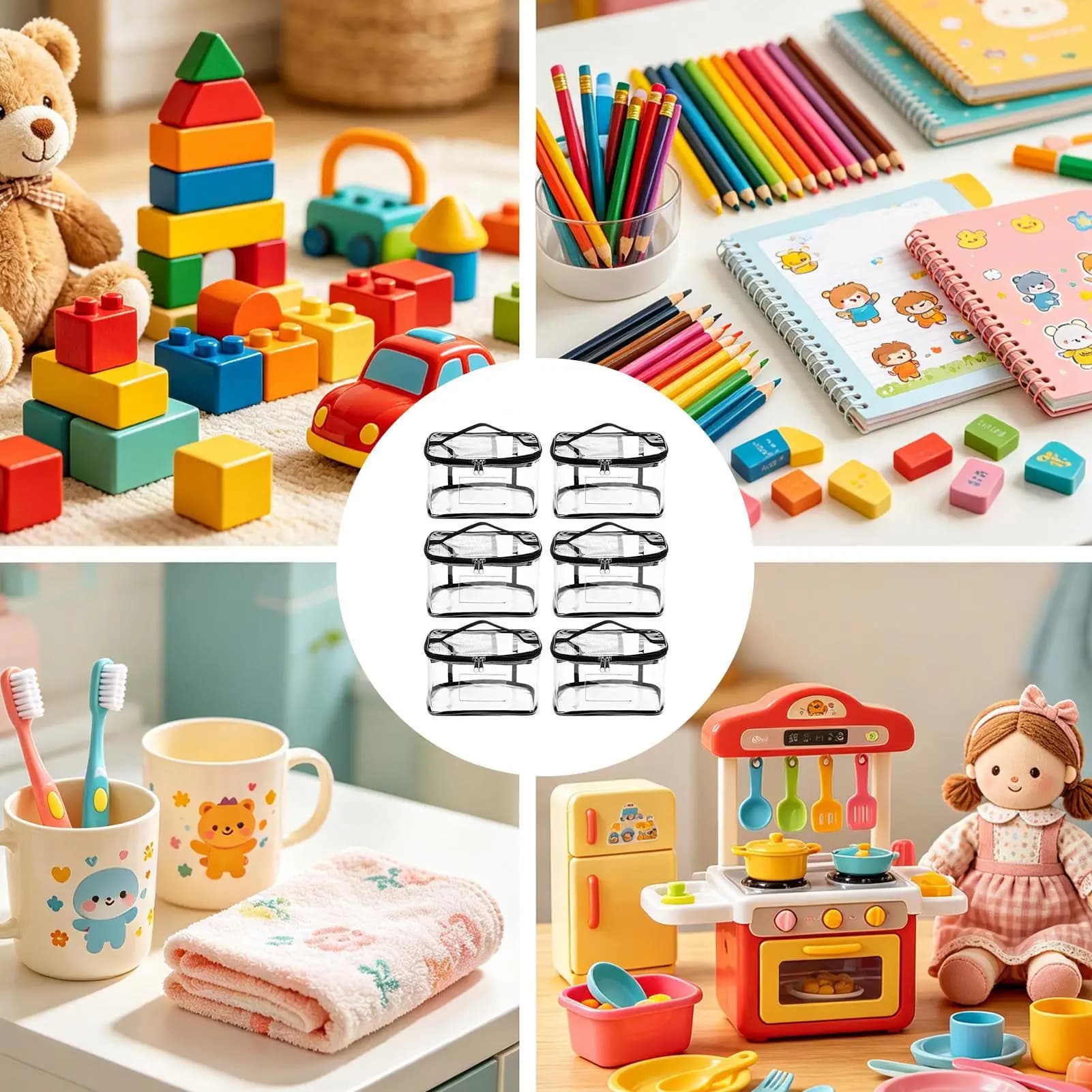 Toy Bags For Storage 6 Pieces Clear Puzzles Organizer Pouch With Label And Pocket Dustproof Toys Storage Bags For…