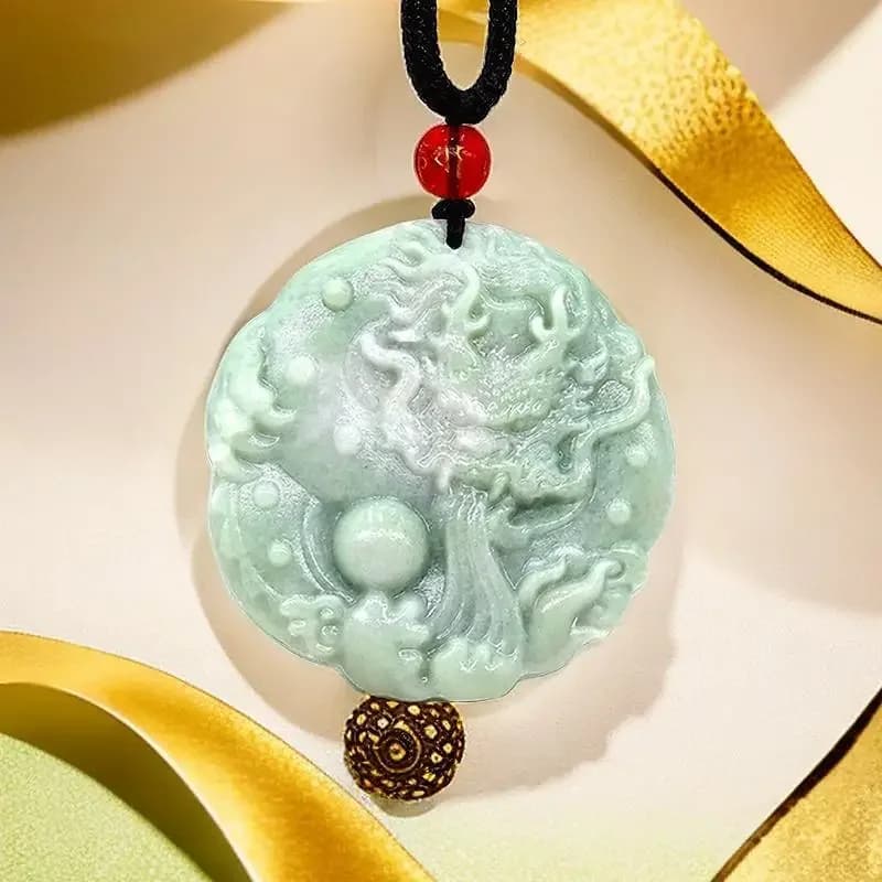 Jade Dragon Pendant Fashion Real Natural Talismans Chinese Accessories Charms Necklace Necklaces Green Carved Vintage Jewelry