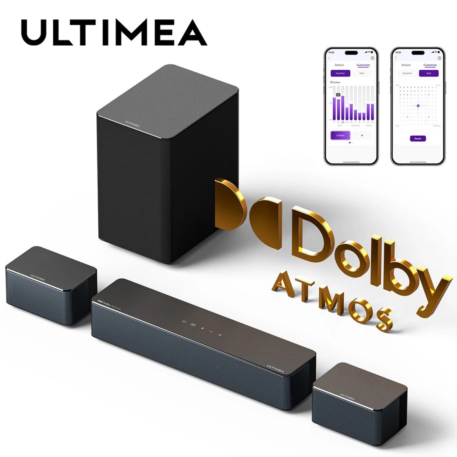 ULTIMEA 5.1 Dolby Atmos Саундбар с APP и беспроводным сабвуфером,саундбары для ТВ,Саундбар для домашнего кинотеатра и телевизора