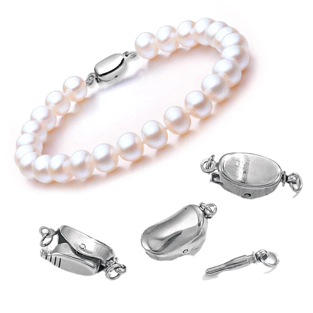 5 Pcs Titanium Steel Necklace Buckles Stainless Steel Saddle Buckle Non Rusting DIY Pearl Necklace Connecting Jewelry…