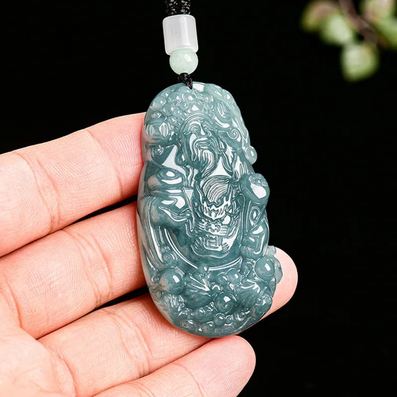 Myanmar Jadeite God of Wealth Pendant Necklace Fashion Accessories Vintage Designer Luxury Natural Gemstone Burmese Jade Stone