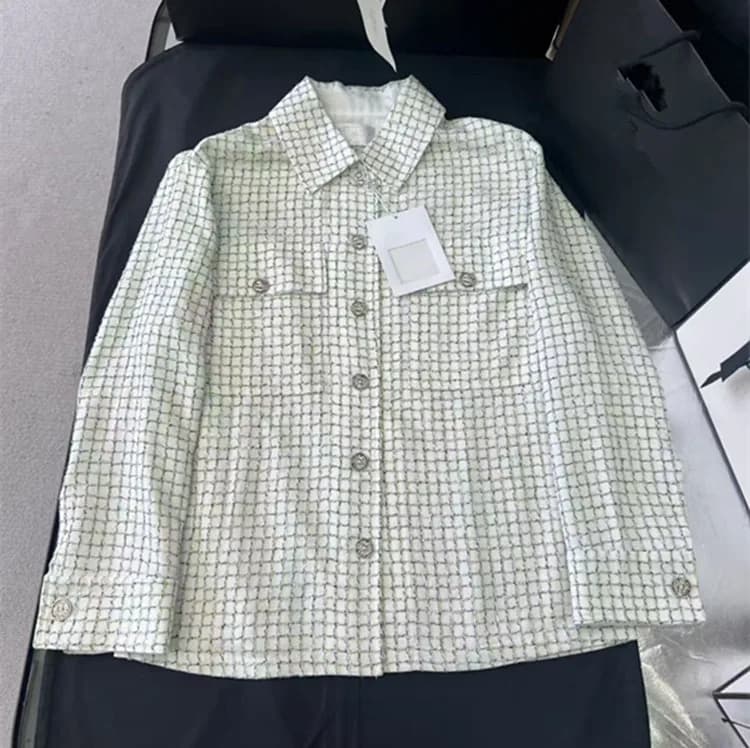 Customization European women's winter 2026 new fashion collection Long-sleeved button-down single-breasted tweed shirt