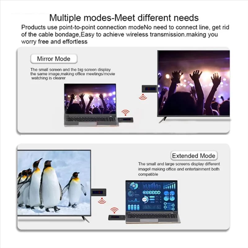 ABVO-1080P 50M Wireless Adapter -Compatible Video With LED For Camera Laptop Monitor Projector