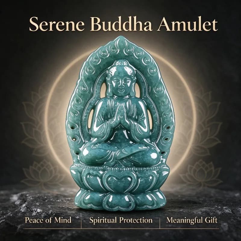 Natural A Grade Burmese Blue Water Jadeite Pendant Hand Carved Sakyamuni Buddha Amulet Jade Buddha Necklace Charm Jewelry Gift