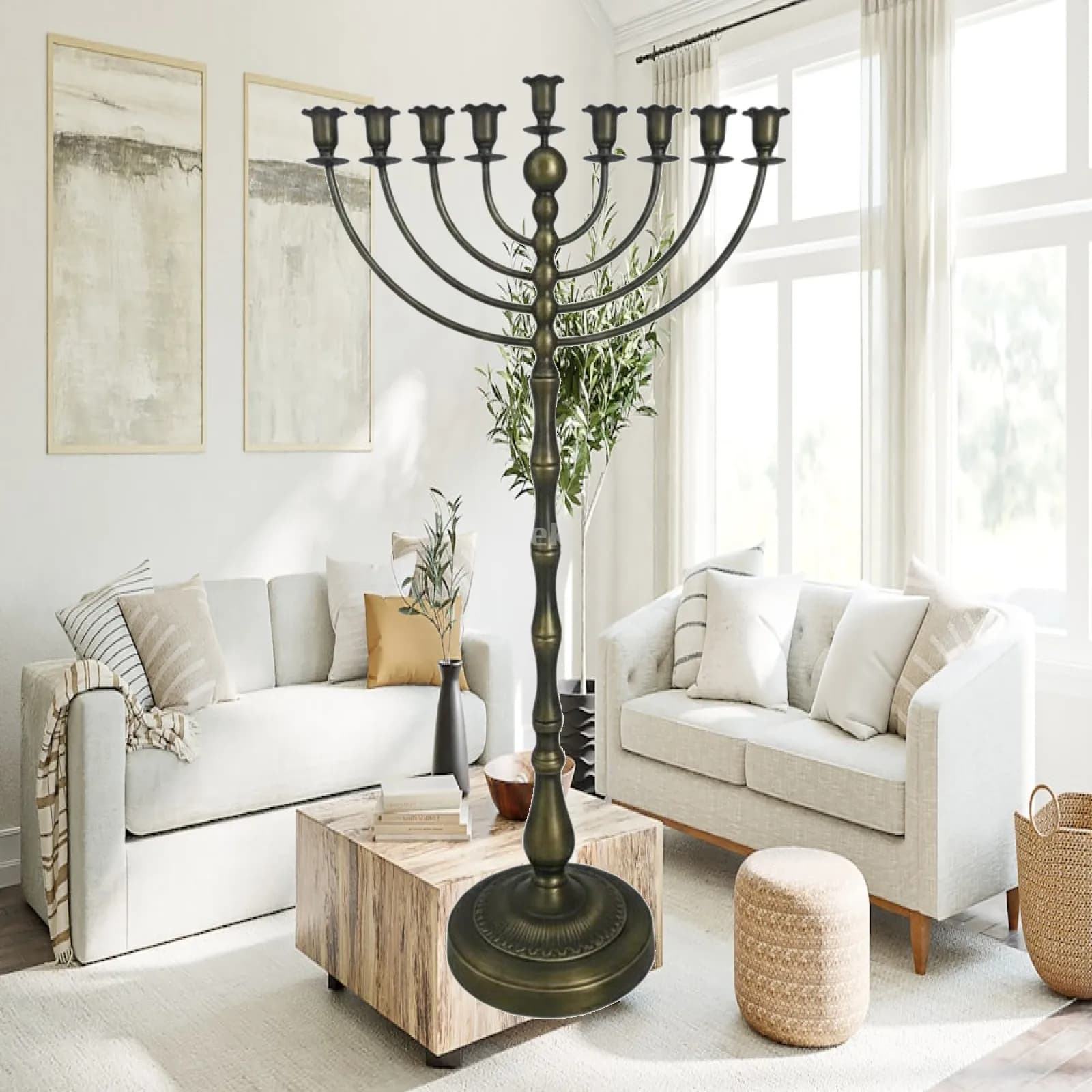 Tall Bronze Candelabra Floor Stand Candle Holder 9 Branch for Dining Room Ambiance Decor
