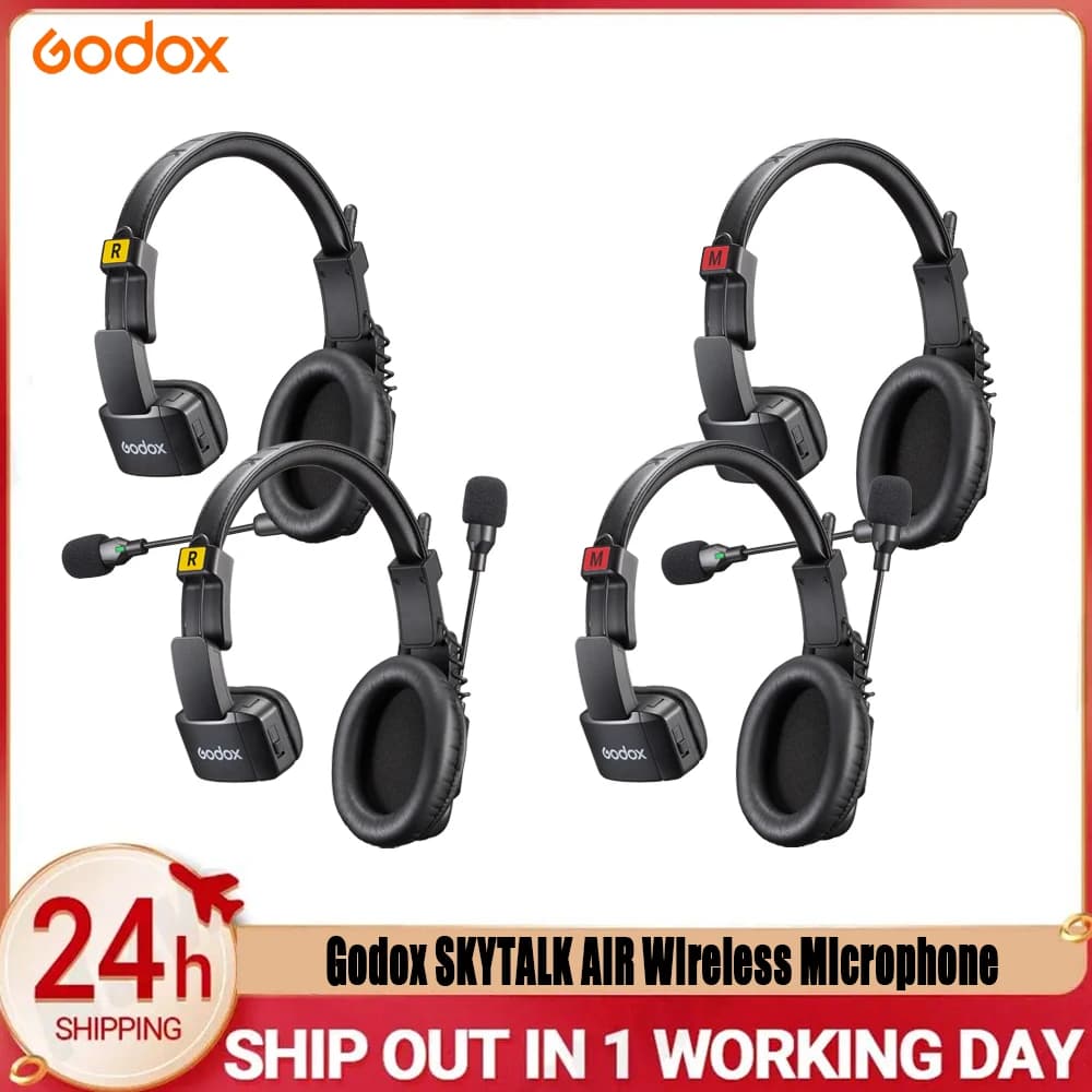 Godox SKYTALK AIR 2.4G Wireless Mic Full Duplex Intercom Real-Time Monitoring & Compact Design for Outdoor Live/Field…