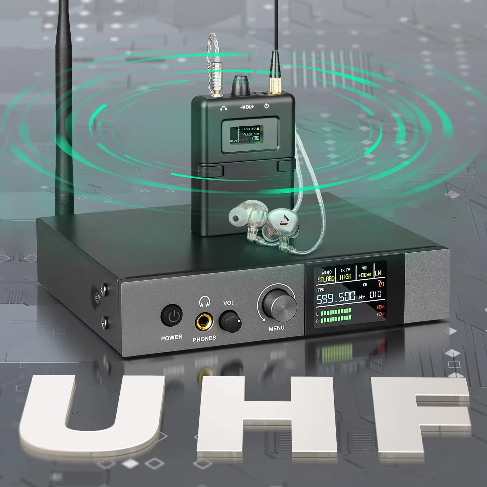590-599mhz stereo IEM UHF Stage DJ Wireless in Ear Monitor System Monitoring with in Earphone Wireless for Stage…