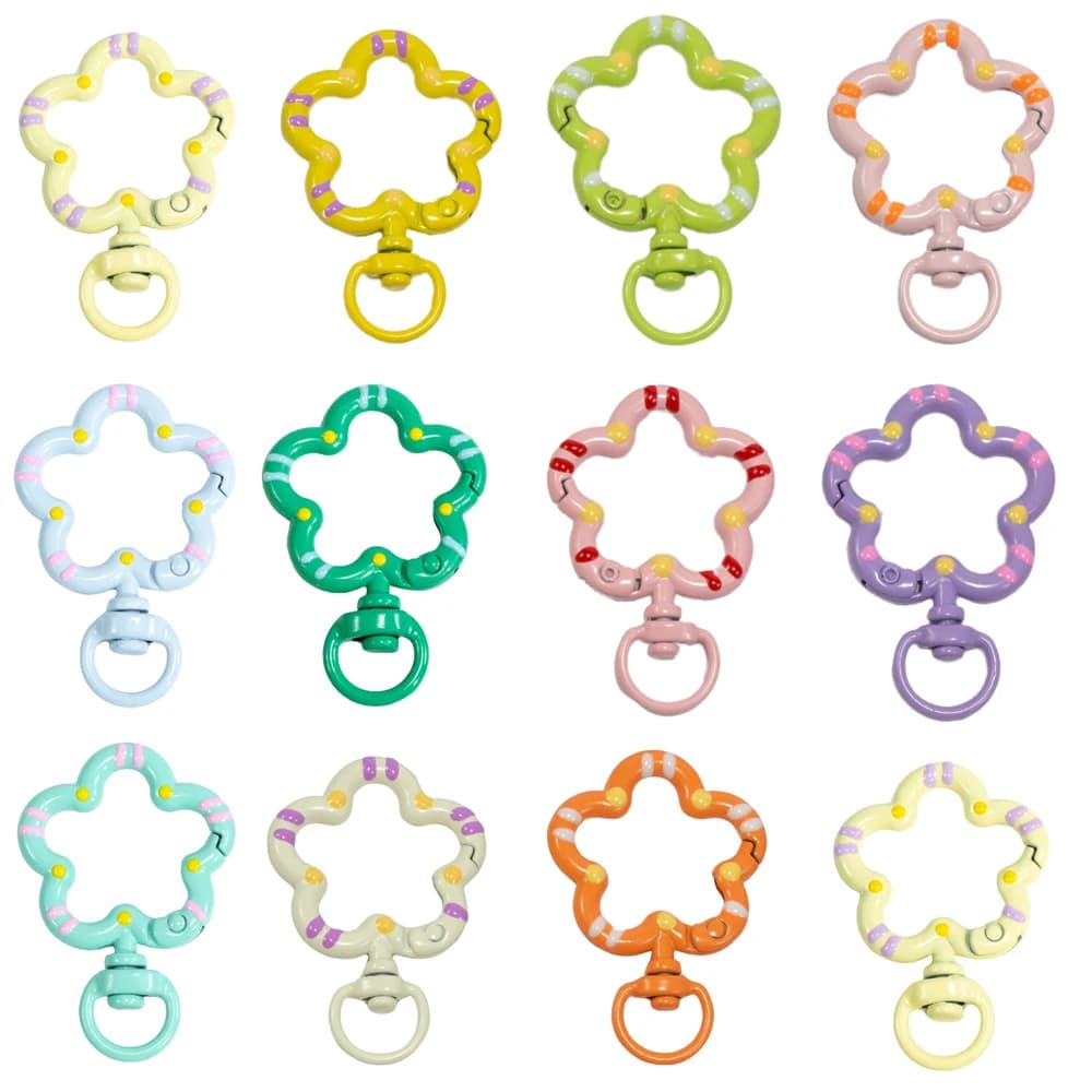 5pcs Flower Metal Lobster Claw Clasps Swivel Lanyards Trigger Snap Hooks Strap Connector for Bag Key Chains Rings Jewelry Making