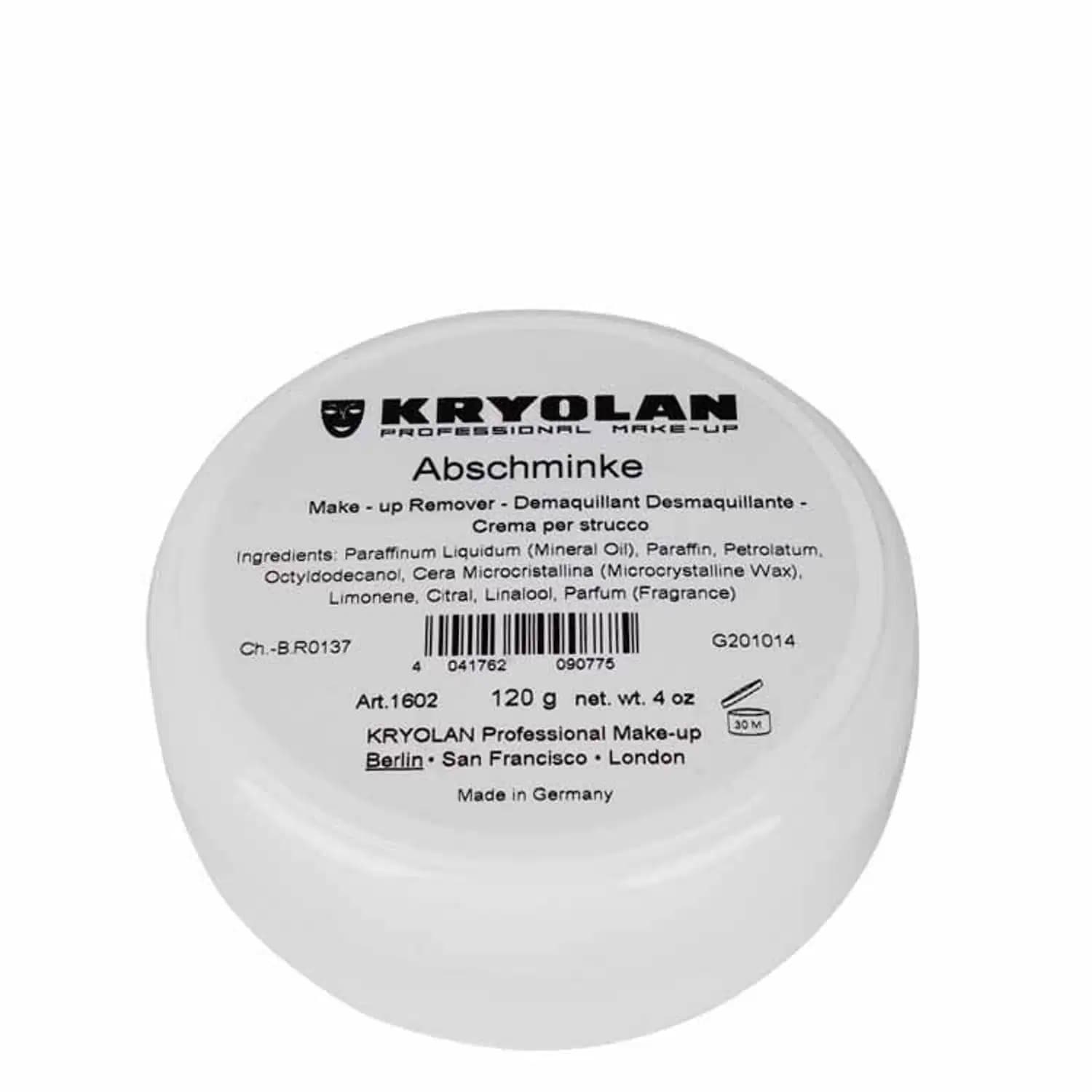 Kryolan Abschiminke Make-Up Remover 1602 - Removedor de Maquiagem 120g