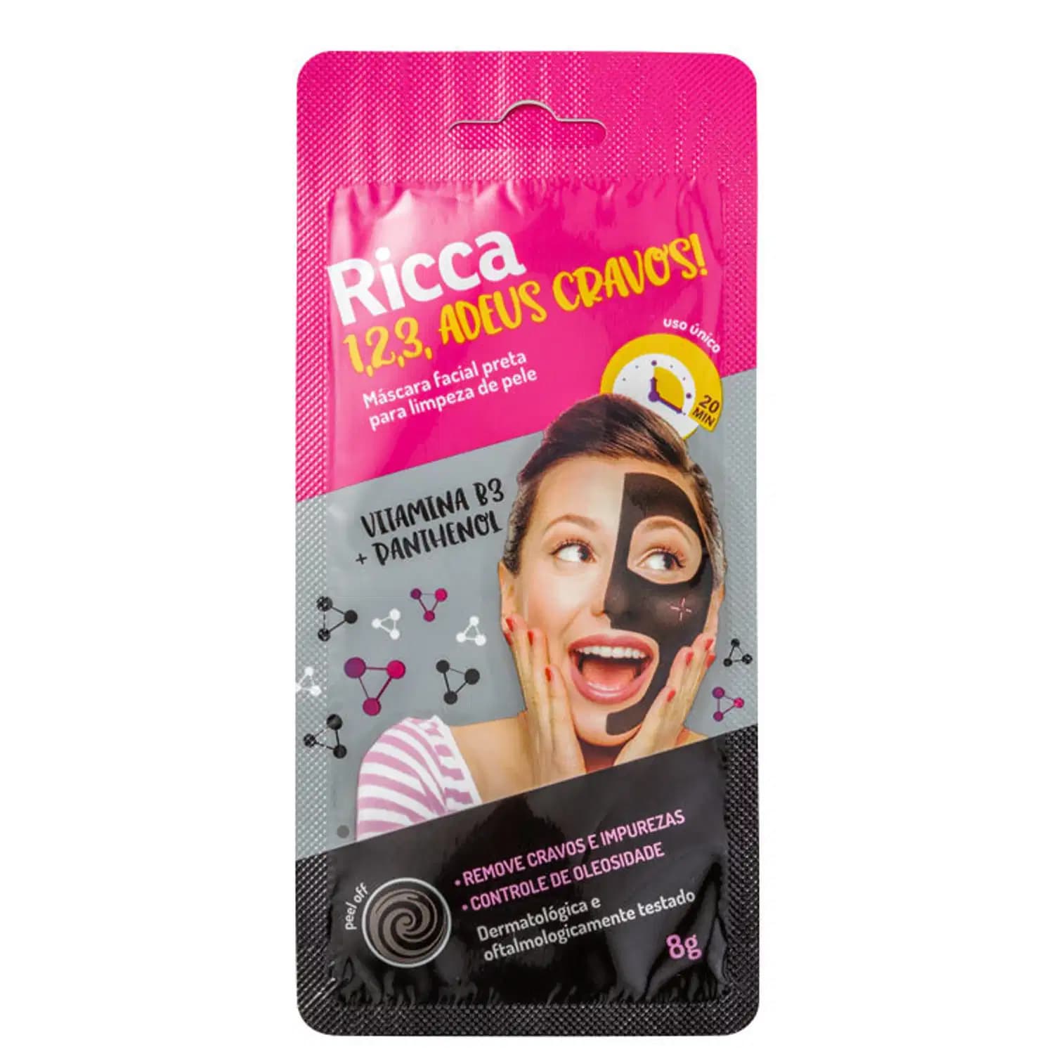 Ricca 1,2,3, Adeus Cravos! - Máscara de Limpeza Facial (1 unidade)