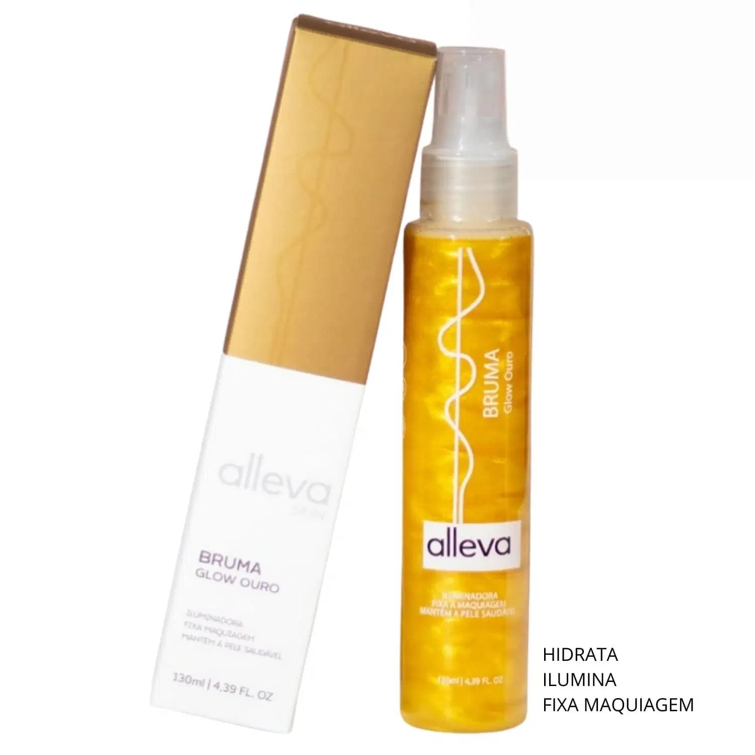 Bruma Fixadora de Maquiagem 130ml Alleva - GLOW OURO
