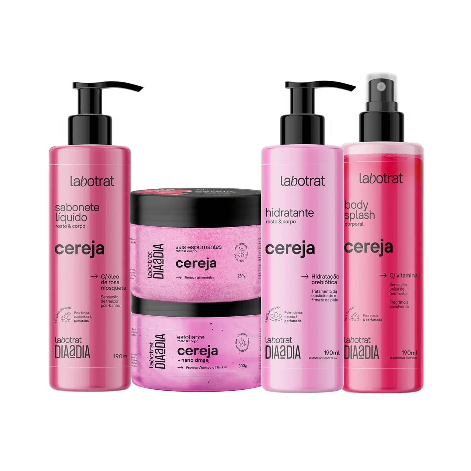 KIT DE BANHO DIA A DIA CEREJA C/ BODY SPLASH LABOTRAT (5 PRODUTOS)