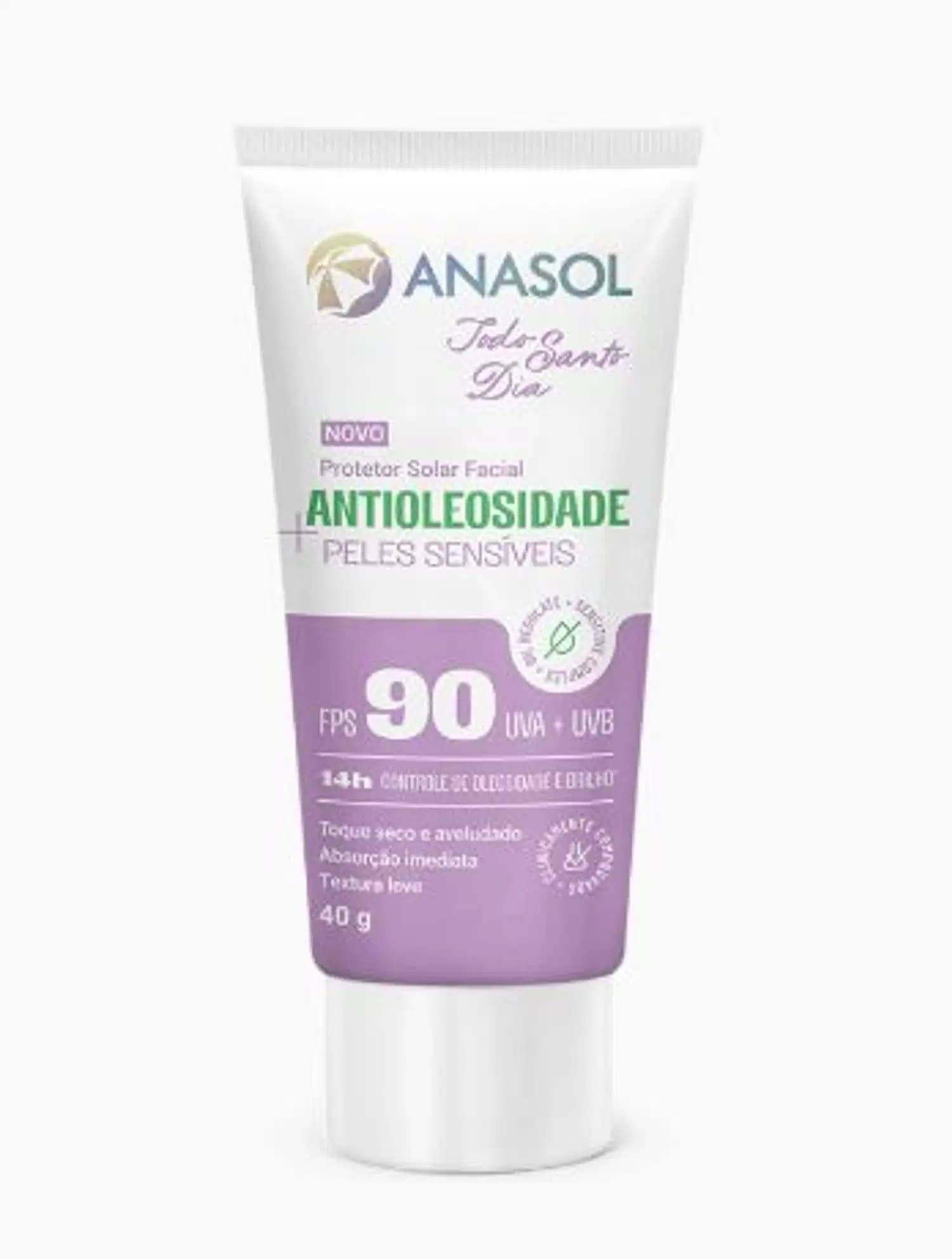 Protetor Solar Facial Todo Santo Dia Antioleosidade Sensitive FPS 90 - Anasol 40g