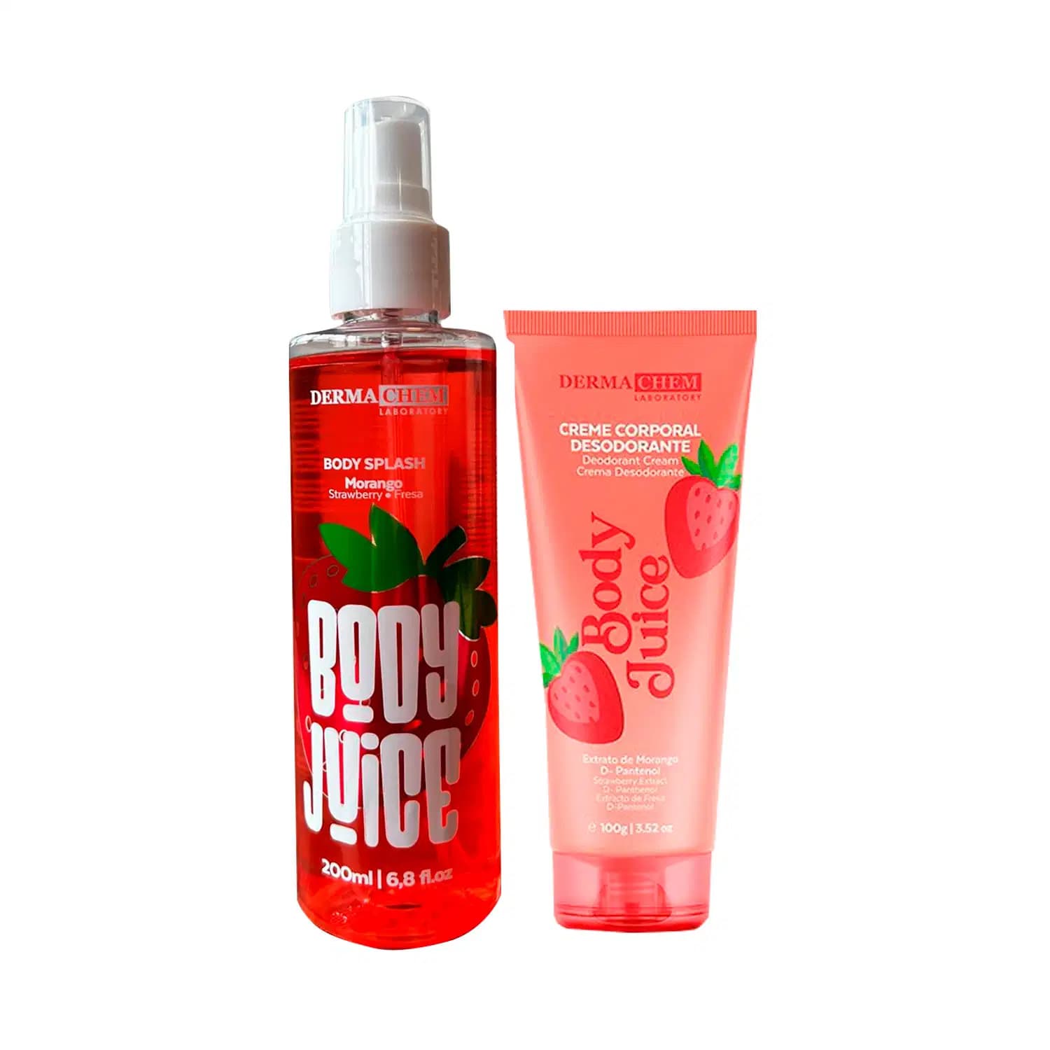 Body Splash e Creme Corporal Morango Dermachem