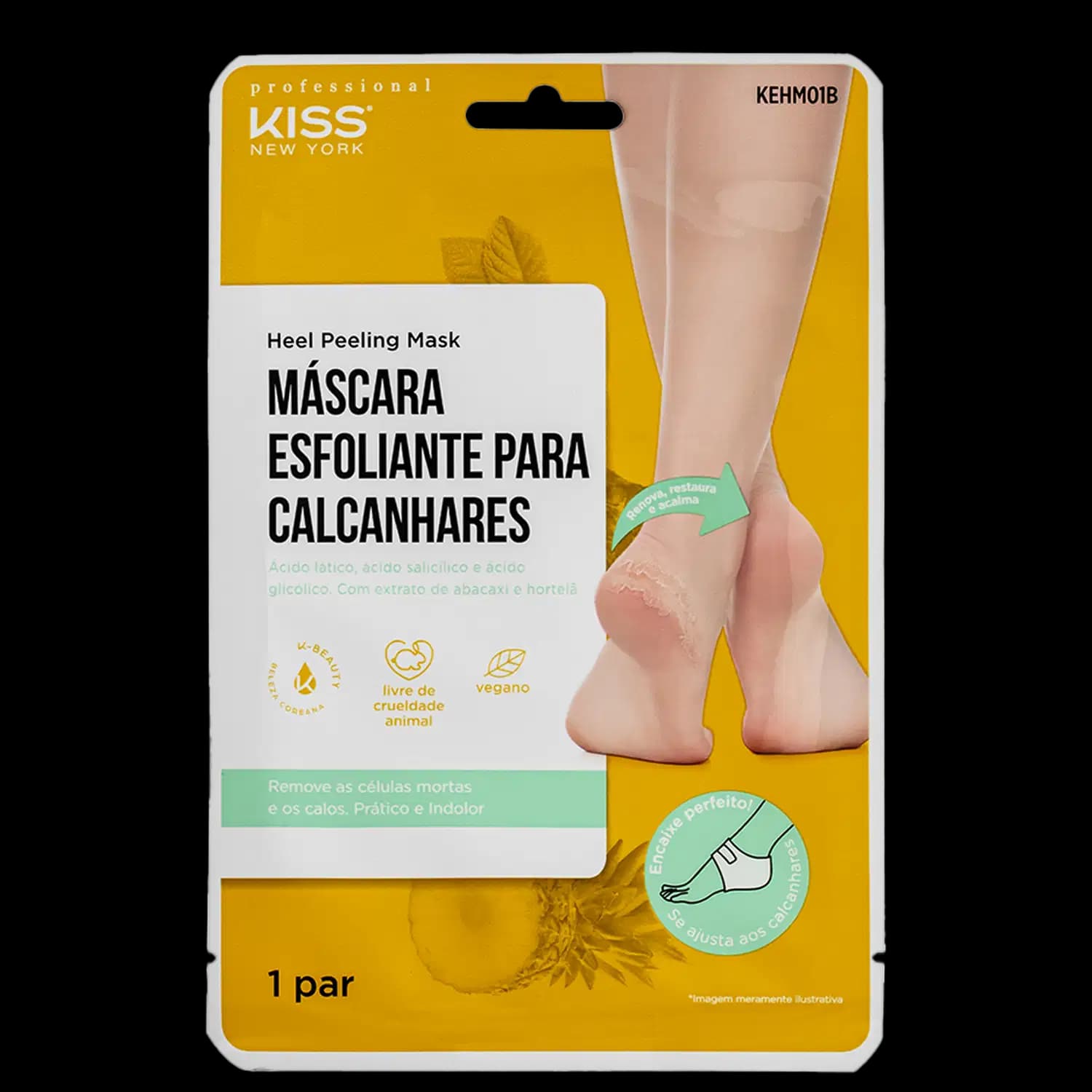 Kiss New York Professional Heel Peeling Mask - Máscara Esfoliante para Calcanhares (1 Par)