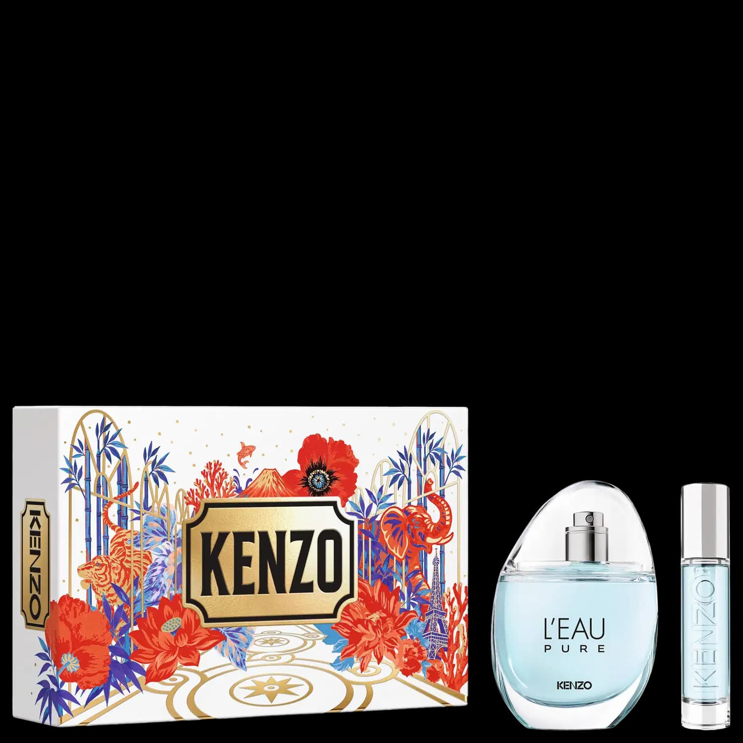 Conjunto L'Eau Pure Kenzo Unissex - Perfume Eau de Parfum 100ml + Perfume Travel Size 10ml + Bolsa de Viagem Pouch