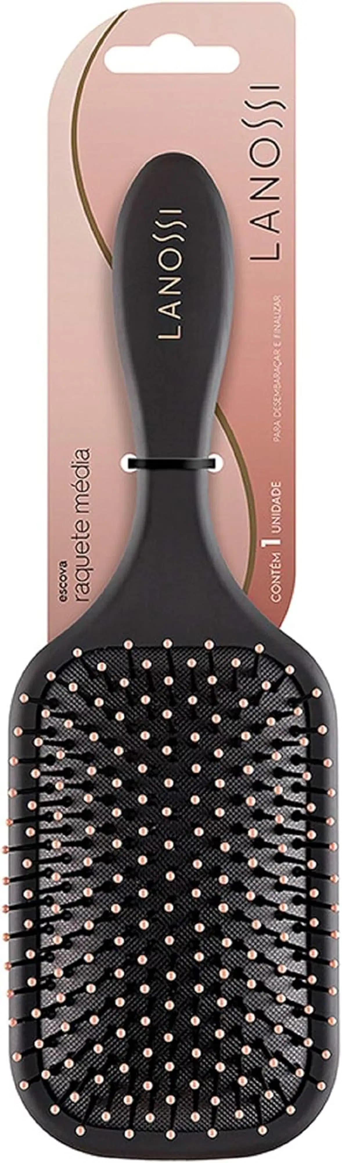 Escova de Cabelo Raquete Quadrada Soft Lanossi Beauty & Care para Desembaraço Suave e Uso Diário