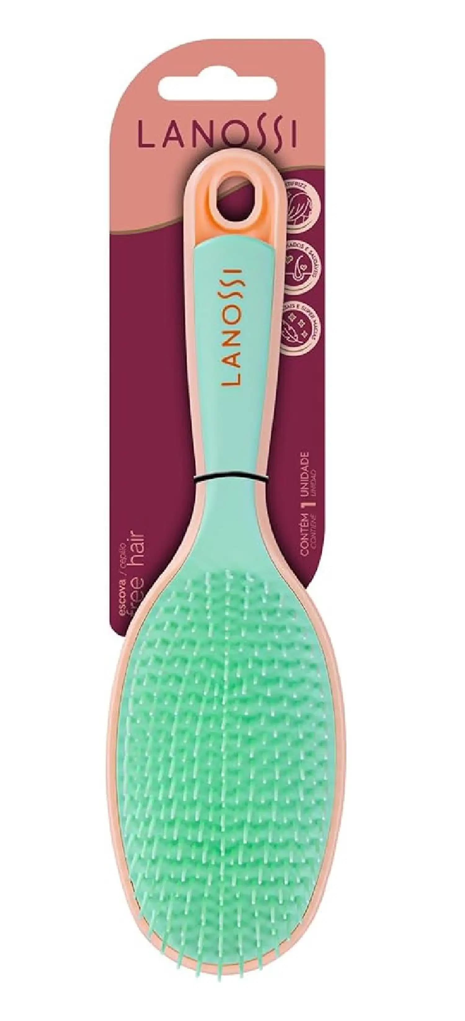 Escova de Cabelo Free Hair Lanossi – Desembaraço Suave, Uso Diário, Design Leve e Funcional