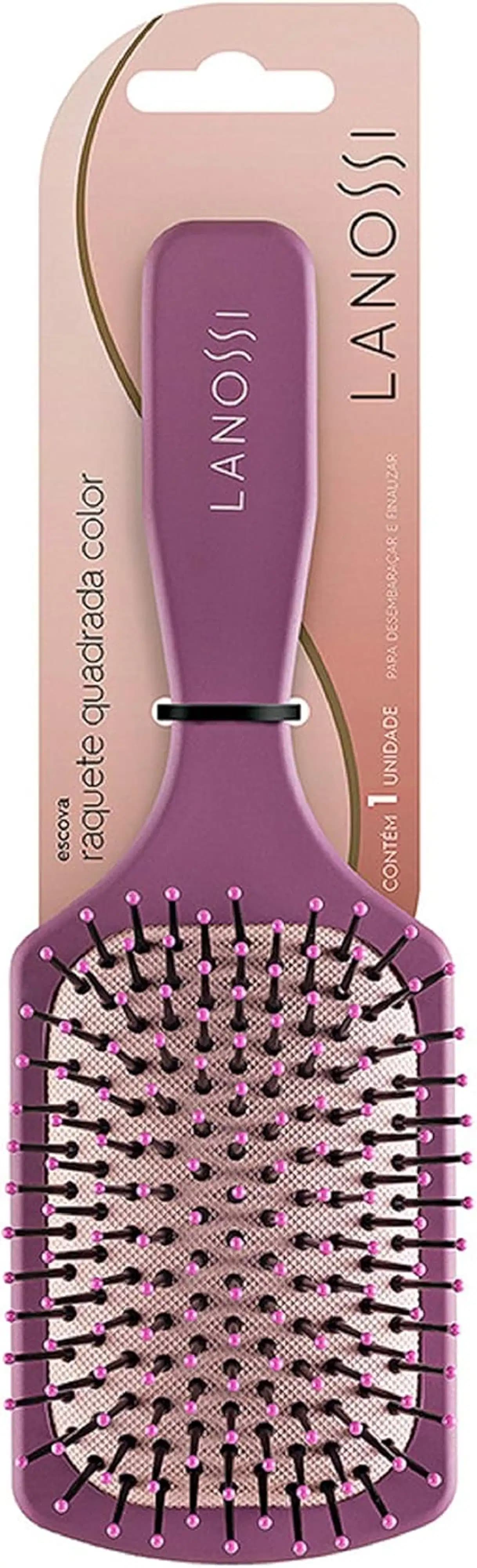 Escova de Cabelo Raquete Quadrada Color Lanossi Beauty & Care Desembaraço Diário