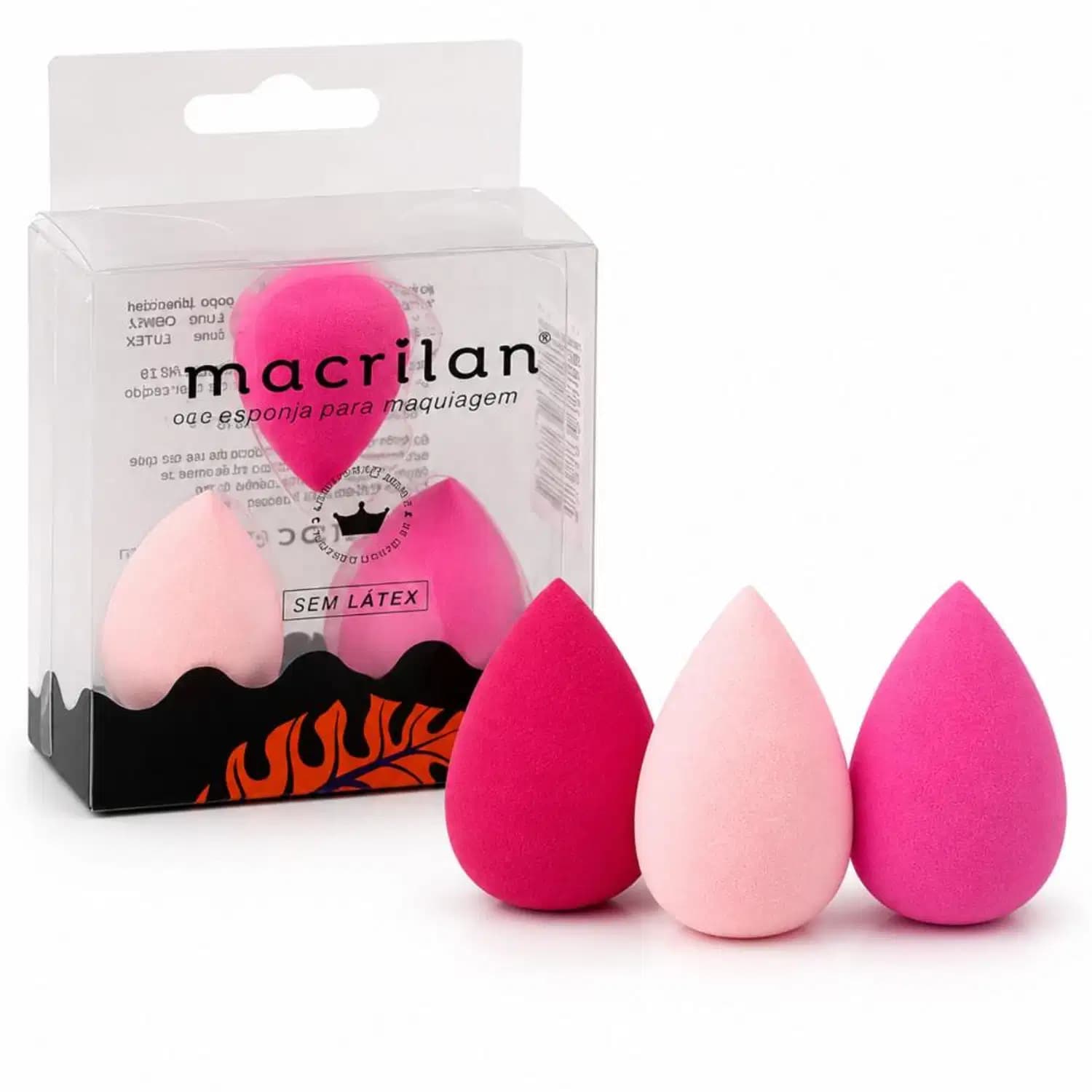 Kit Esponjas Para Maquiagem Mini Macrilan EJ1-31 Rosa