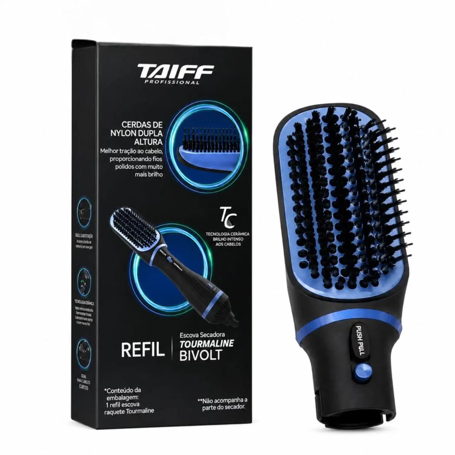 Refil Escova Secadora Taiff Tourmaline Bivolt Formato Raquete