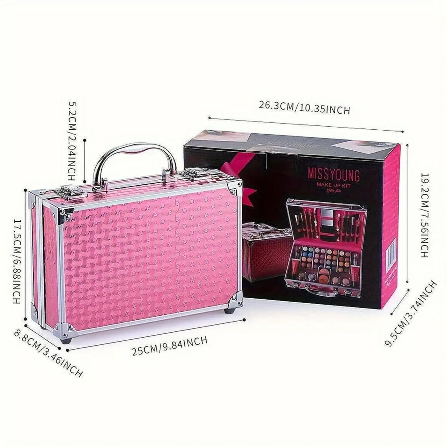 Kit Maquiagem 56 Peças Sombra, Batom, Blush, Gloss, Lápis, Glitter,Pincel Rosa