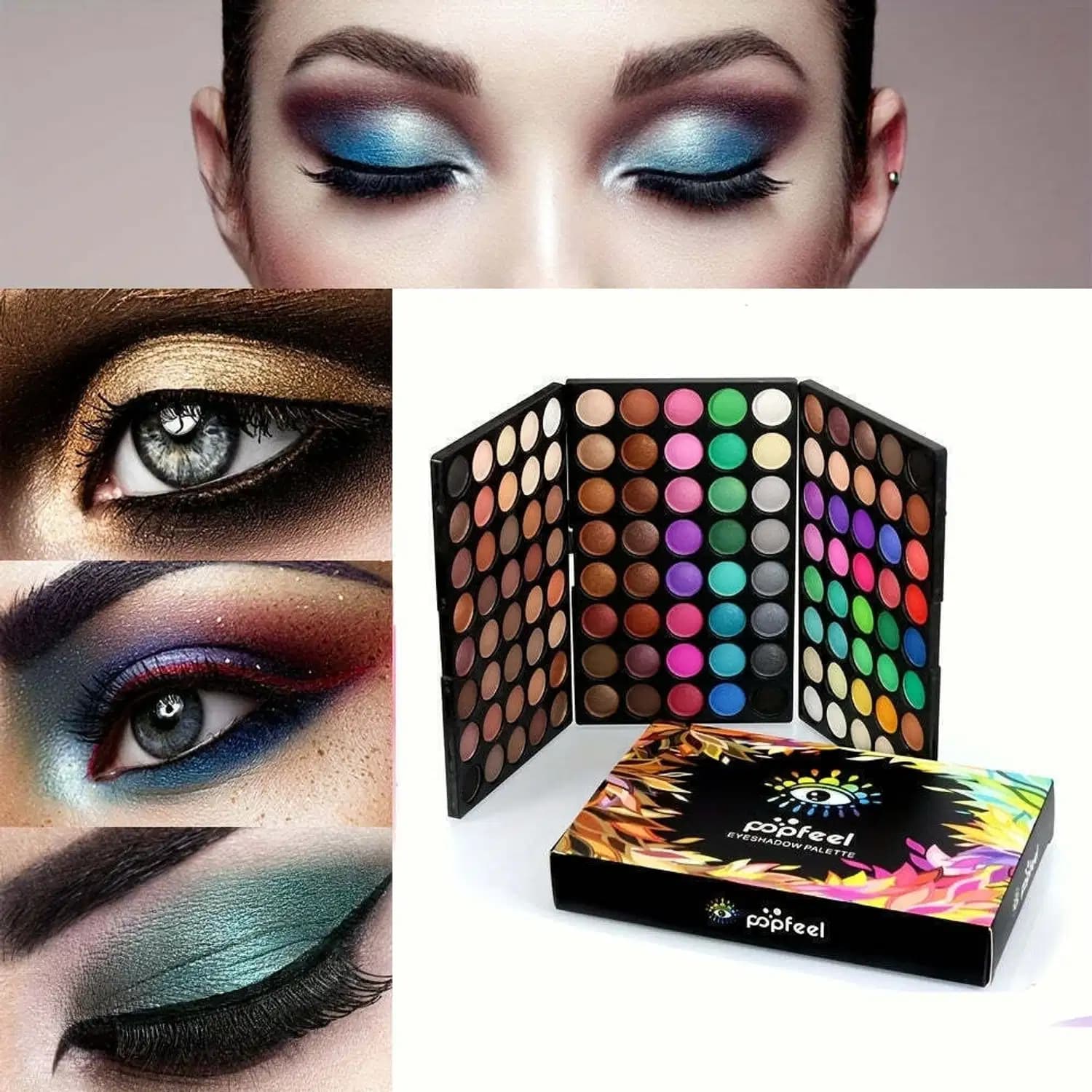 Paleta de Sombras POPFEEL 120 Cores de Maquiagem Preto