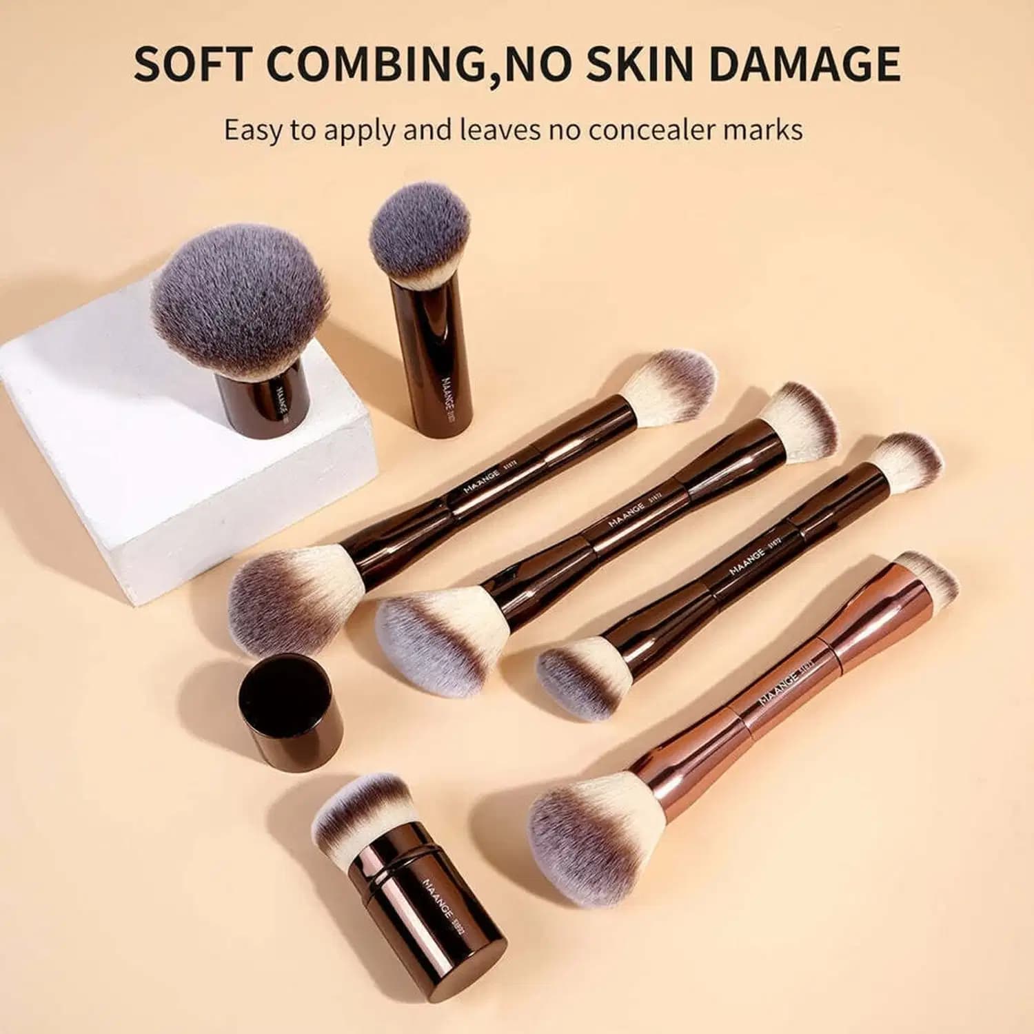 Conjunto de 21 Pincéis de Maquiagem Profissional MAANGE com Bolsa Dourado