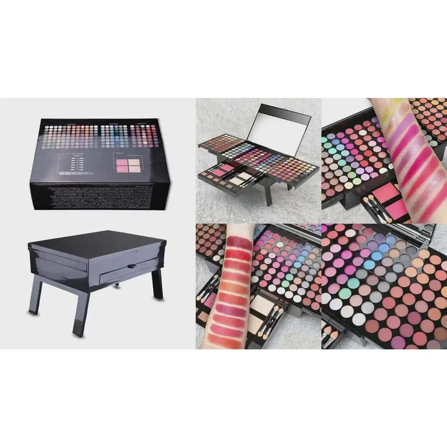 Kit de Maquiagem 194 Cores com Paleta, Gloss Labial, Corretivo, Blush e Pinceis 194 Cores