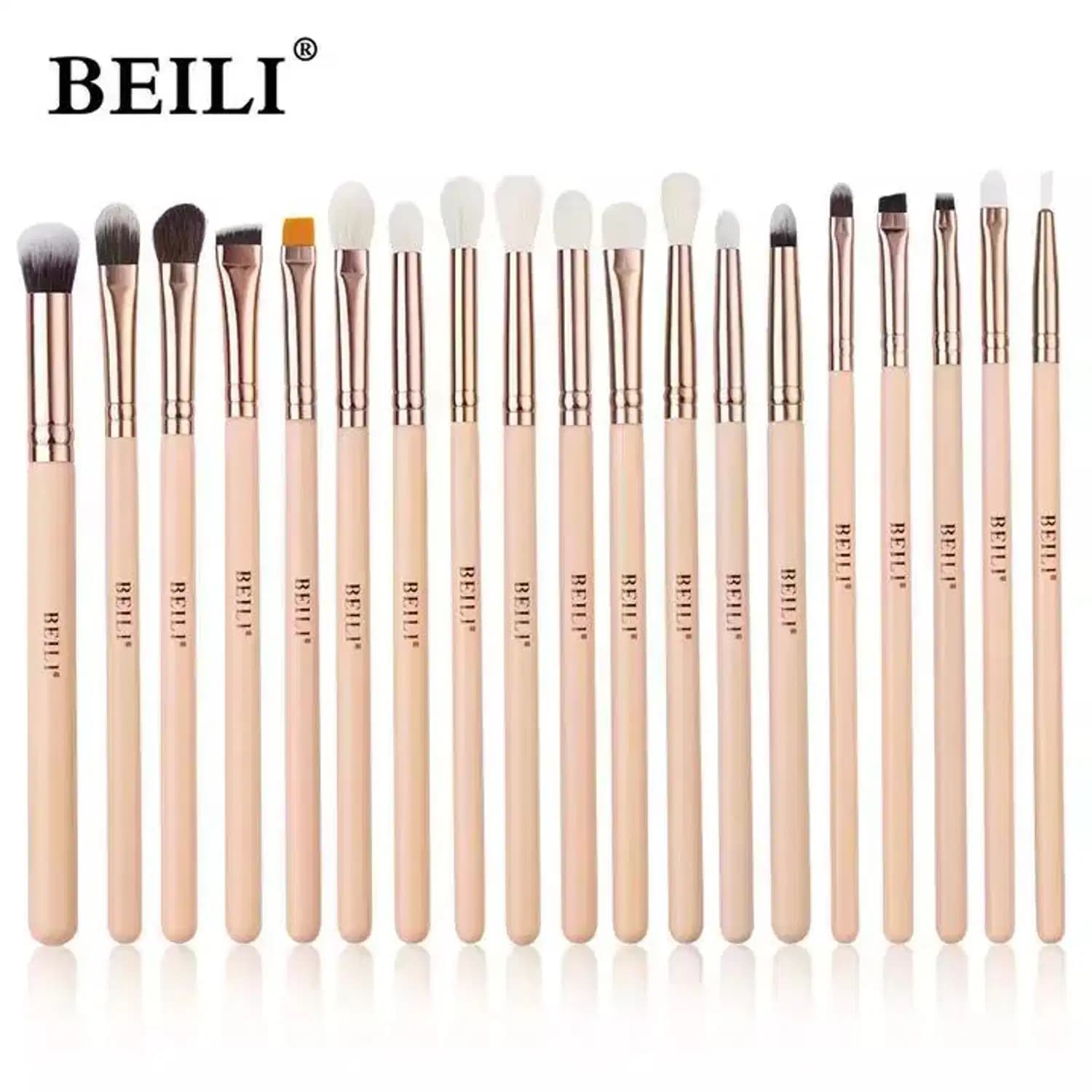 Conjunto de Pincéis Maquiagem Preto BEILI, 10-19 Pcs Natural FE19