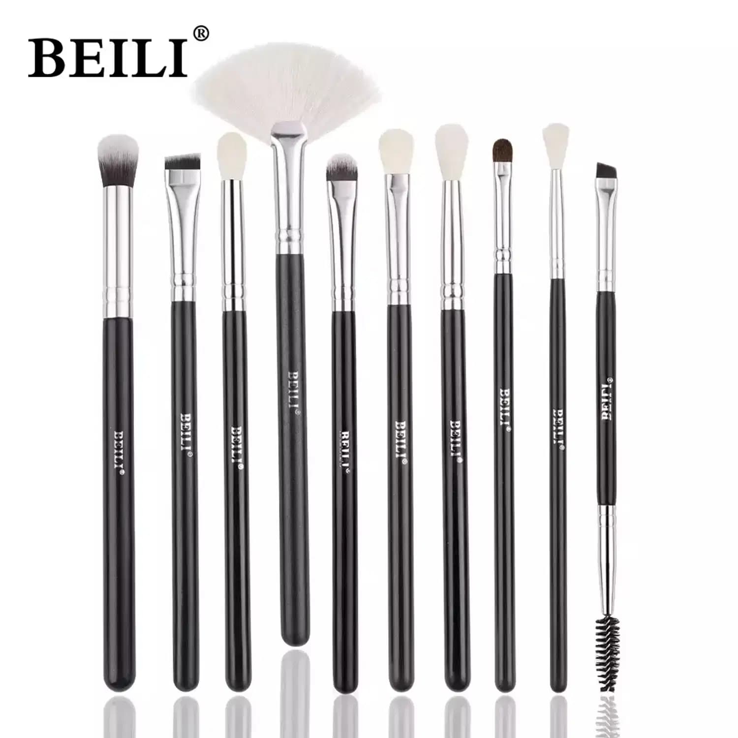 KIT Pincéis de Maquiagem Profissional BEILI Blush e Sombra E-10PCS