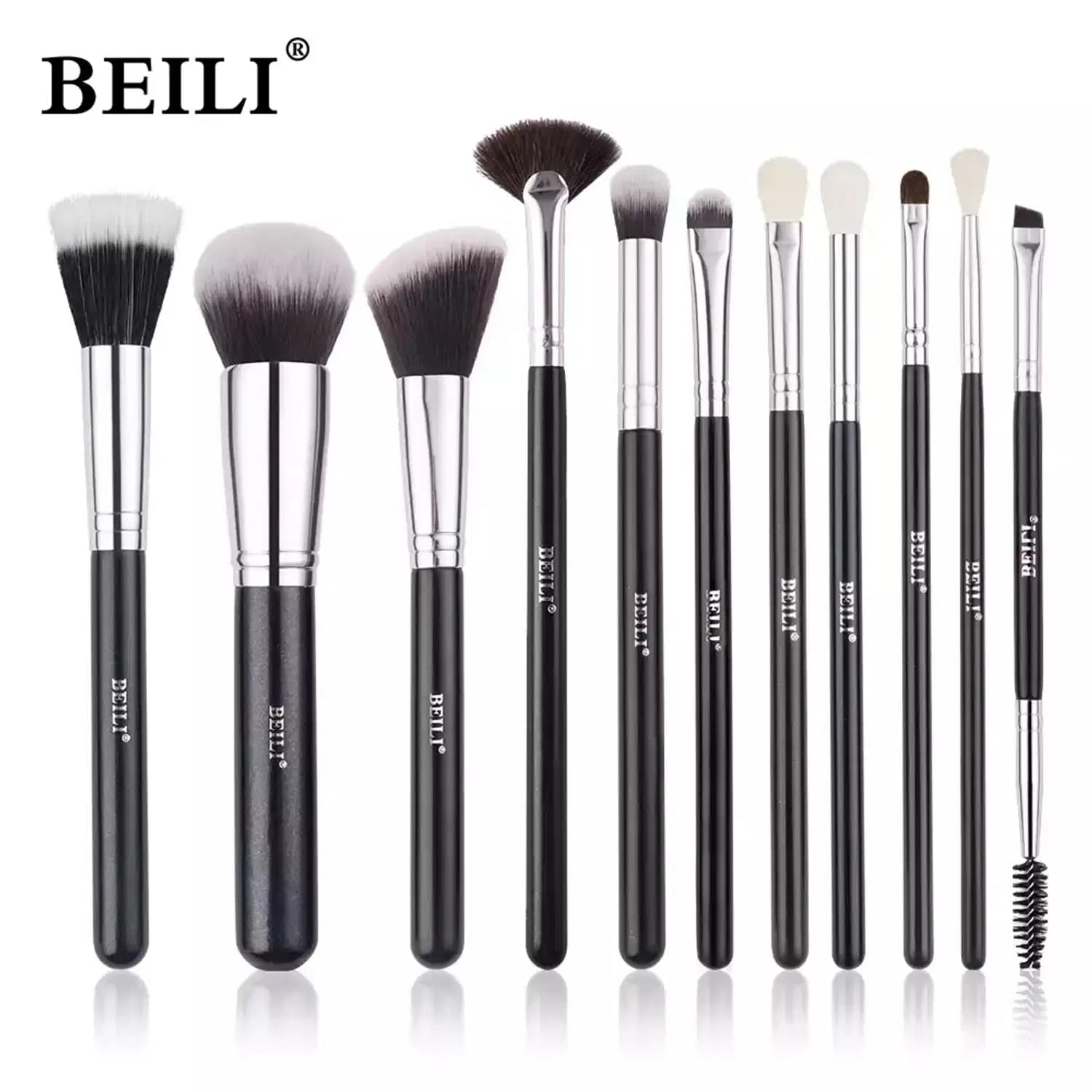 KIT Pincéis de Maquiagem Profissional BEILI Blush e Sombra B-11PCS