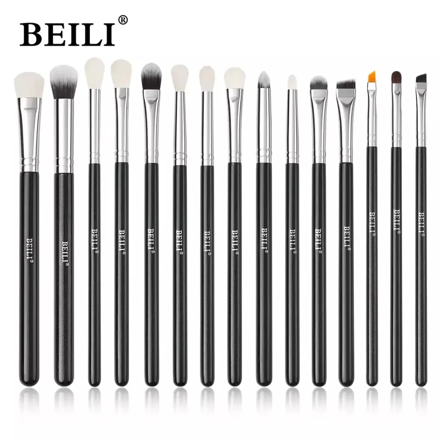 Conjunto de Pincéis Maquiagem Preto BEILI, 10-19 Pcs Natural E15