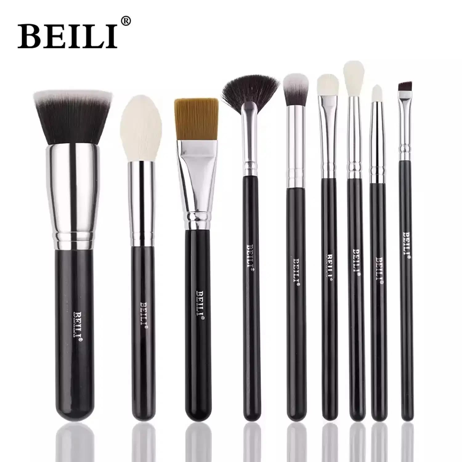 KIT Pincéis de Maquiagem Profissional BEILI Blush e Sombra B-9PCS