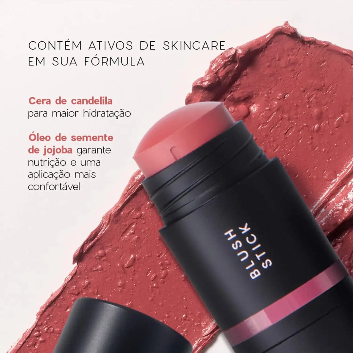 Kit Océane Edition Mini Blush Pink Stick Contorno Marrom Claro e Esponja de Maquiagem (3 produtos)