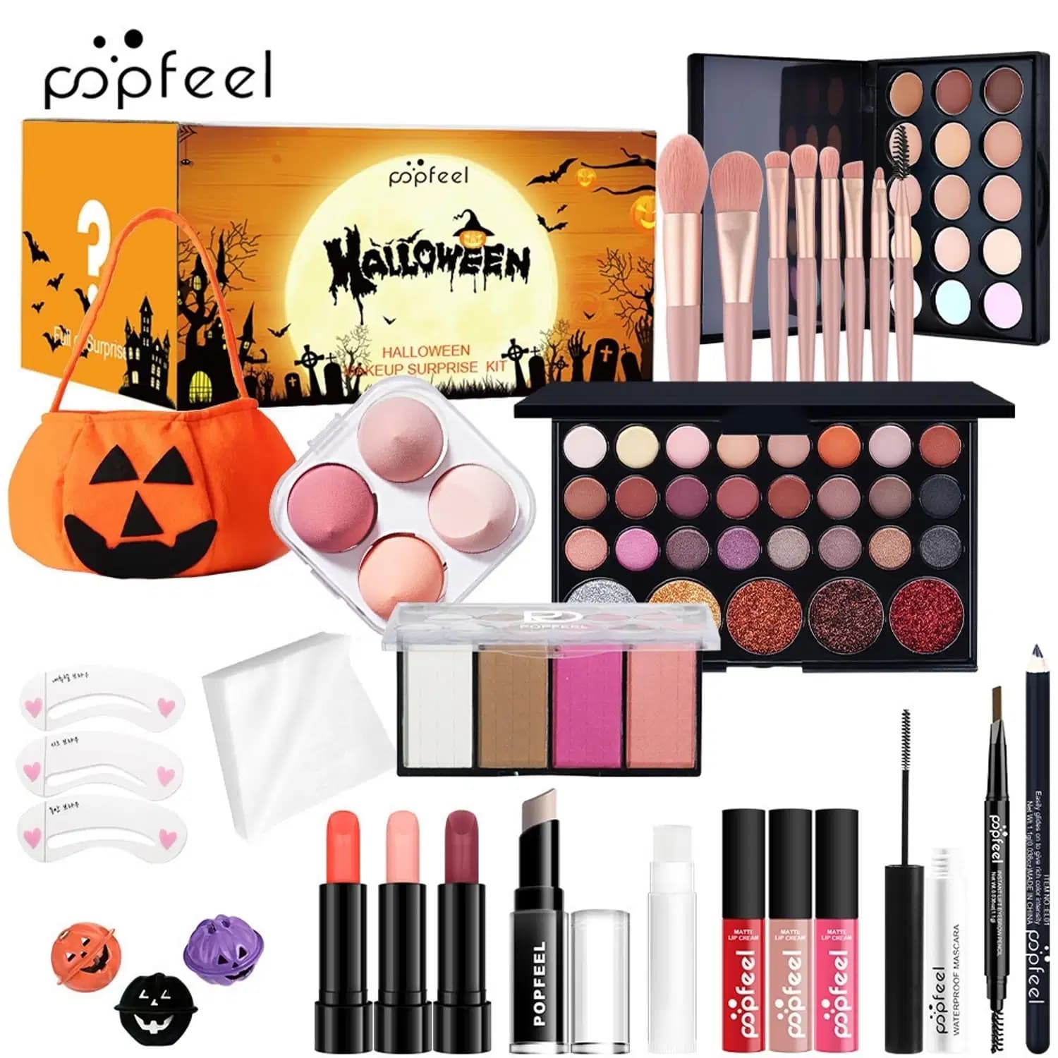 Kit de Maquiagem POPFEEL Halloween Batom, Sobra, Blush 4