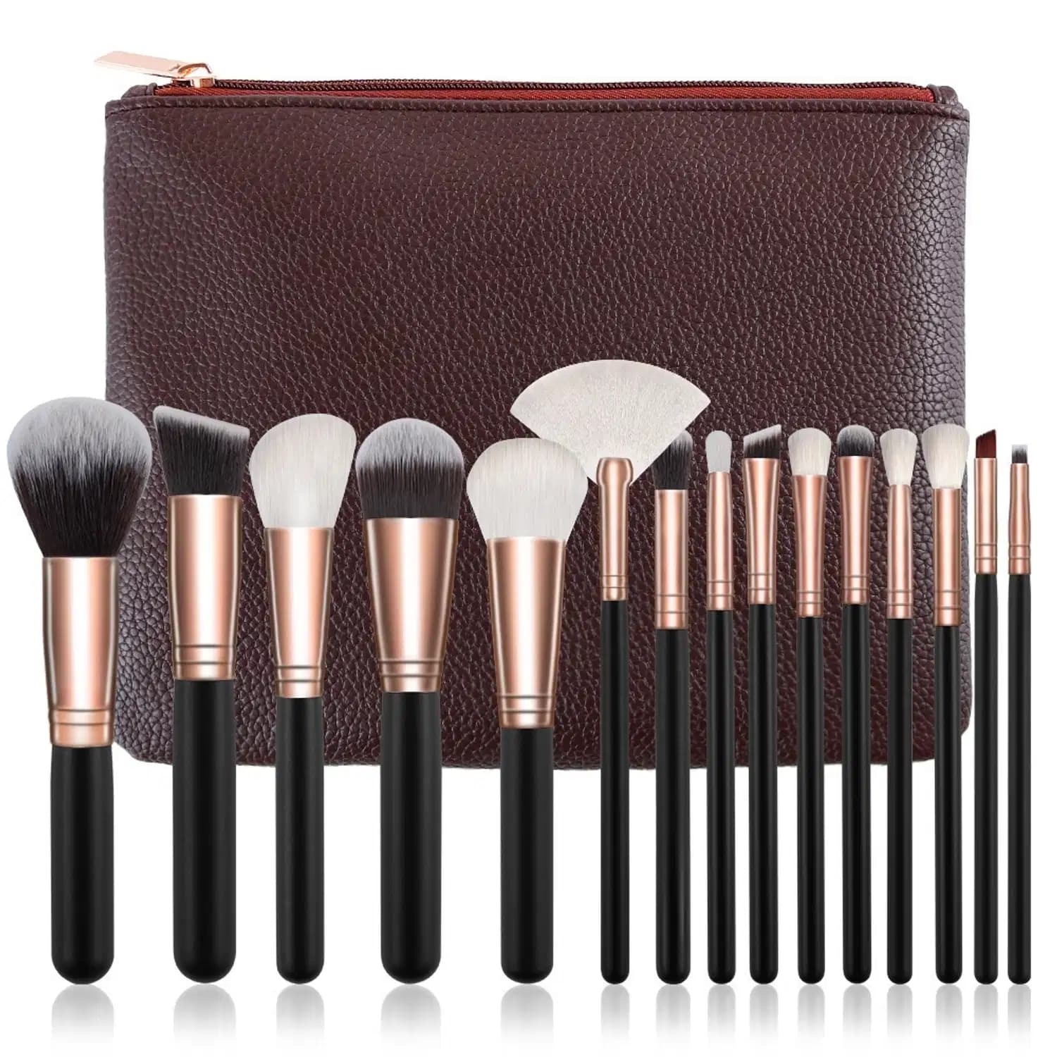 Kit Pincéis de Maquiagem com Bolsa Marrom