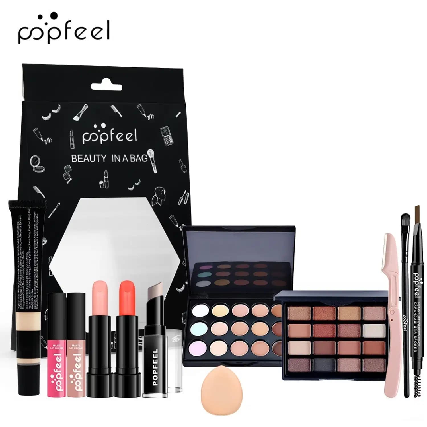 Kit de Maquiagem com Maleta sombras, blushes, bastões, pincéis 1